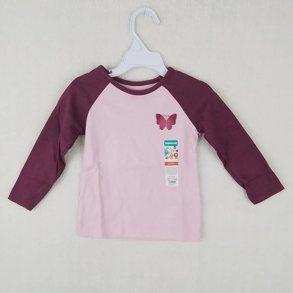 Granimals Long Sleeve Raglan Tee T-Shirt‎ Size 2T Pink, Purple Butterfly Theme - Picture 1 of 10